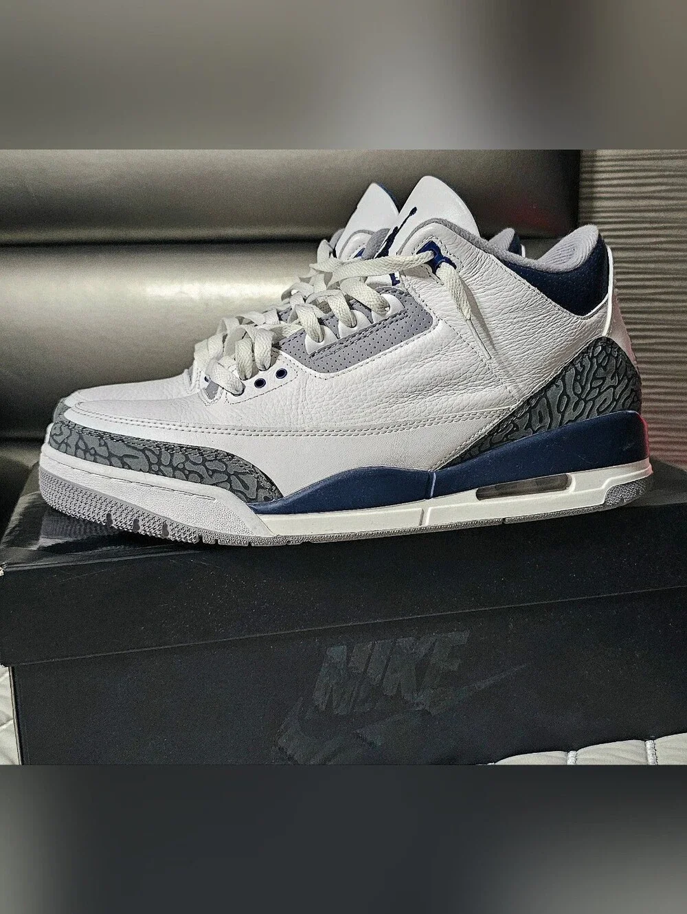 Air Jordan 3 Retro White Navy Men’s Sneakers Size 13